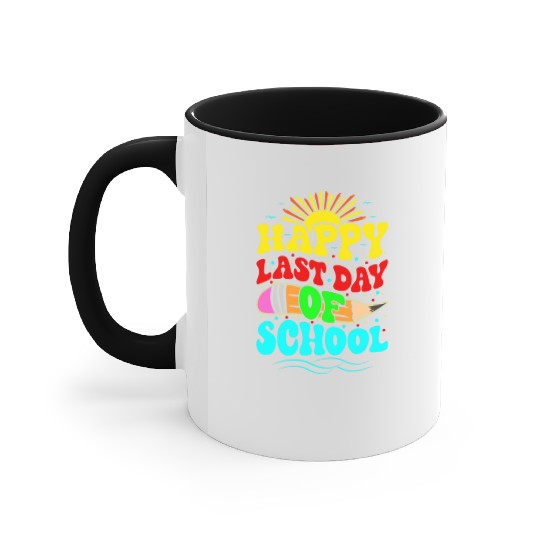 Happy Last Day Of School Teacher Students Groovy Accent Mugs