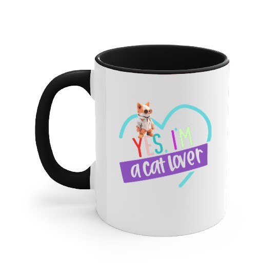 YES, I'M A CAT LOVER, cat, space cat, Pet lovers Accent Mugs