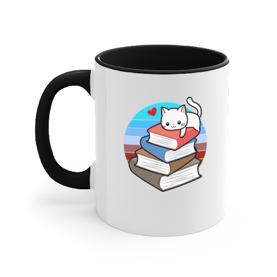 Bibliophile Cat Lover Gift Accent Mugs