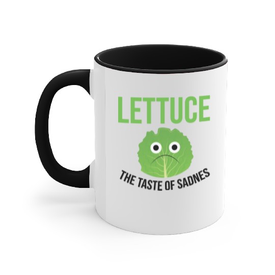 Lettuce The Taste of Sadness Funny Vegan Green FF Band Accent Mugs