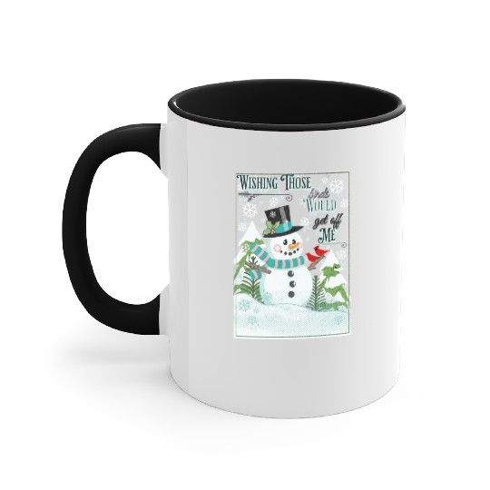 Funny Cranky Snowman Accent Mugs