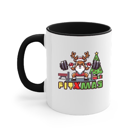 fit xmass, funny christmas reindeer Accent Mugs