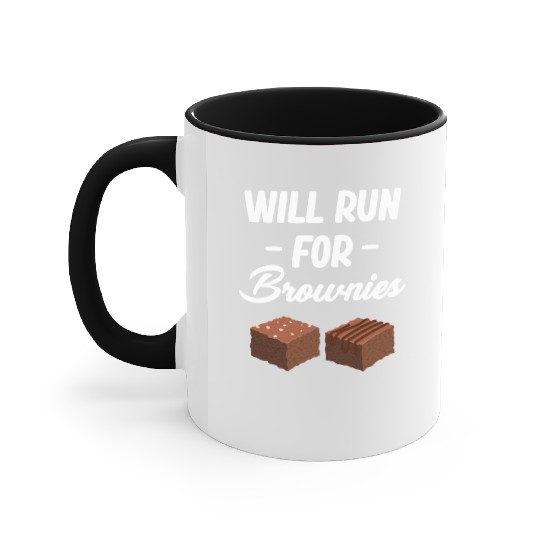 Will Run For Brownies Fudge Cookie Marshmallow Accent Mugs