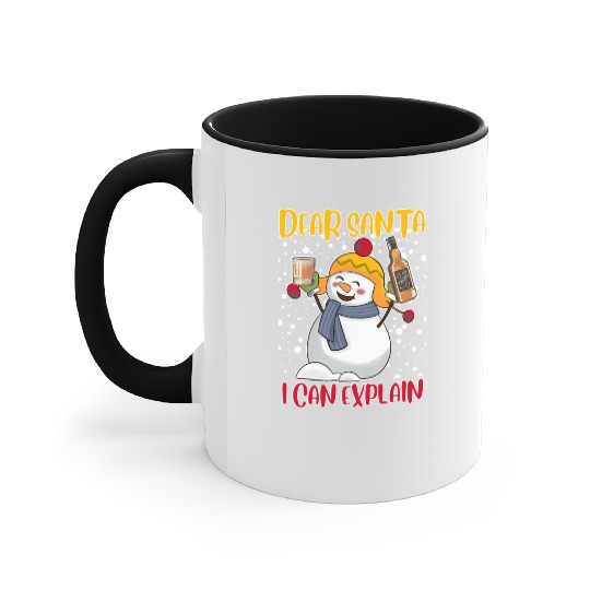 Snowman Dear Santa I can Explain Funny Accent Mugs