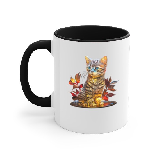 Stained Glass American Shorthair kitten Accent Mugs
