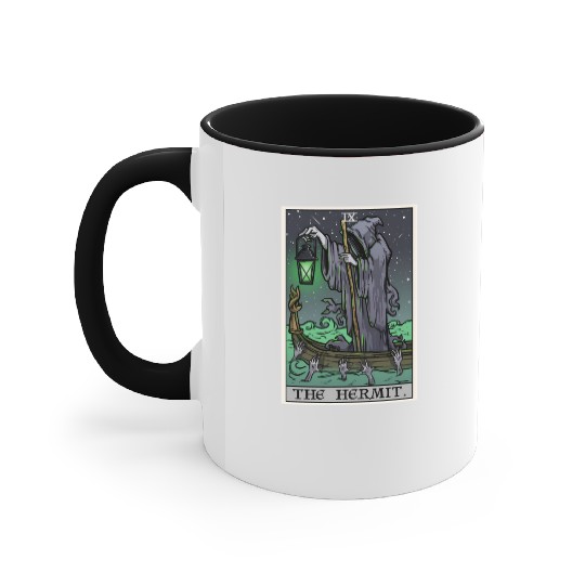 The Hermit Tarot Card Gothic Halloween Grim Reaper Accent Mugs