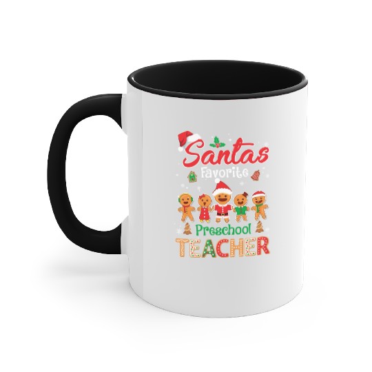 Santa s Favorite Preschool Teacher Cookie Xmas Hat Accent Mugs