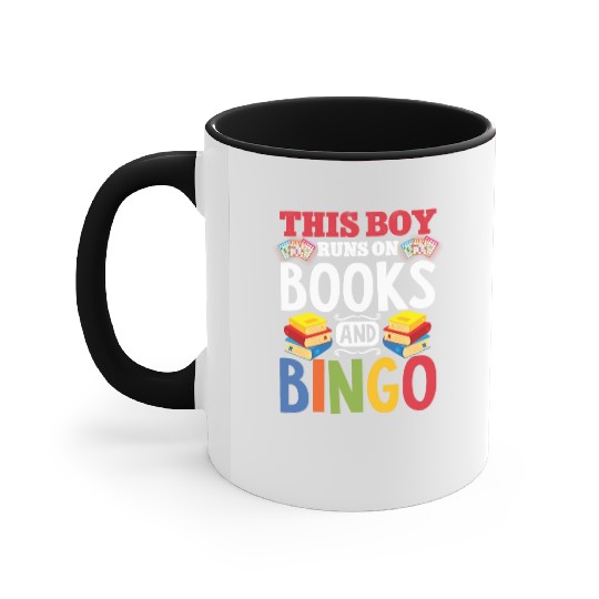 This Boy Runs On Books And Bingo Accent Mugs