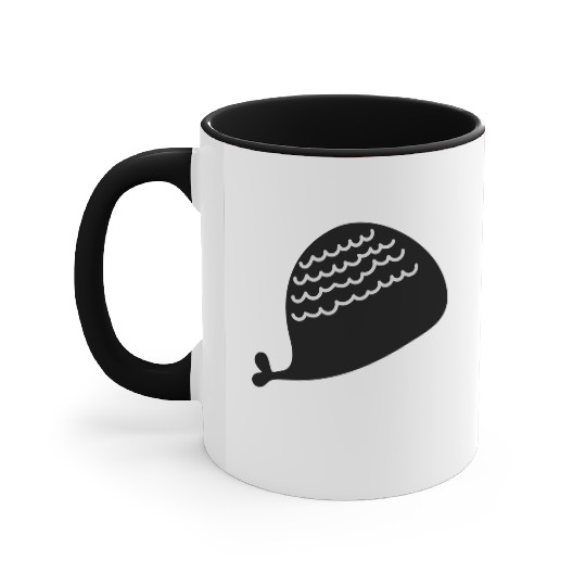 Lonely Black Whale In The Ocean Accent Mugs
