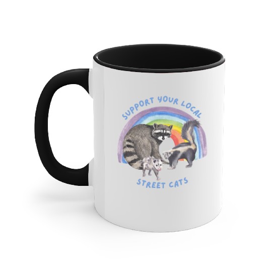 Support Your Local Funny Cats Trash Racoon Opossum Accent Mugs