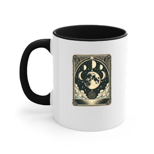 Tarot Card Vintage Moon Phase Astrology Tarot Accent Mugs