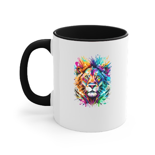 Lion Head Colourful - Cute Lion - Zodiac Sign Leo Accent Mugs