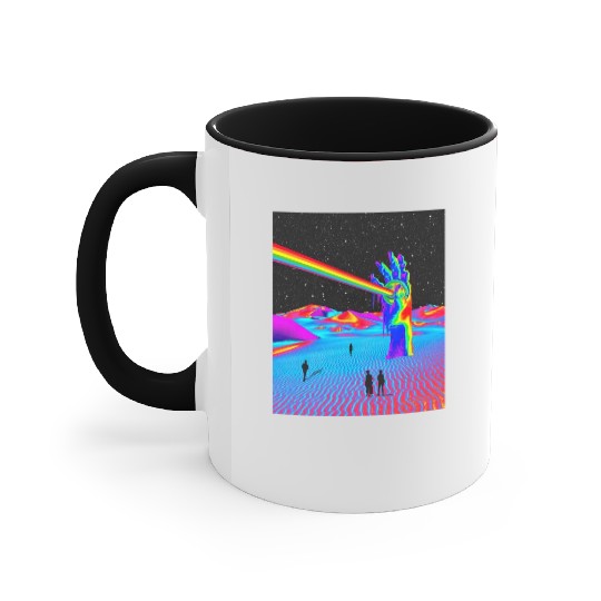 Rainbow In Galaxy Desert Night Retro Surrealism Accent Mugs