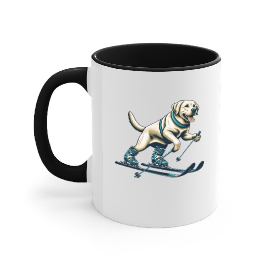 Dog Labrador Retriever Skiing Skier Ski Vacation Accent Mugs