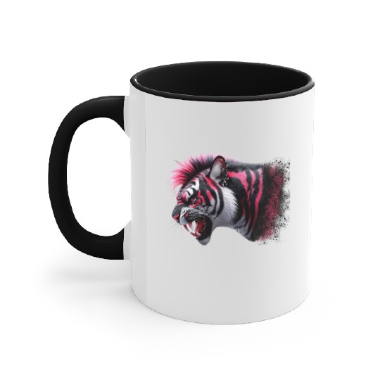 Tiger pink punk Accent Mugs