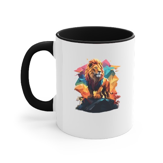 Fantasy Majestic Colourful Lion Polygon Art Design Accent Mugs