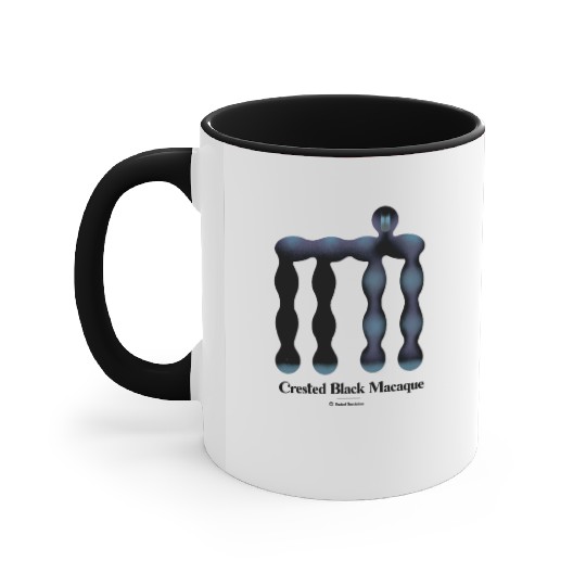 Bold monkey print "Crested Black Macaque" Accent Mugs