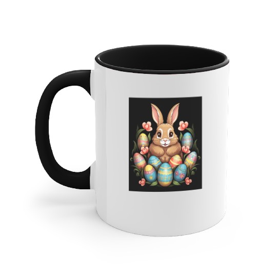 Easter Bunny Rabbit Colorful Eggs Easter Egg Hunt Accent Mugs