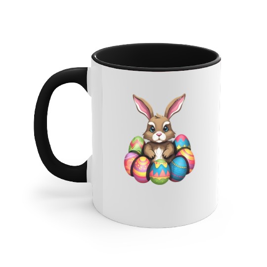 Easter Bunny Rabbit Colorful Eggs Easter Egg Hunt Accent Mugs