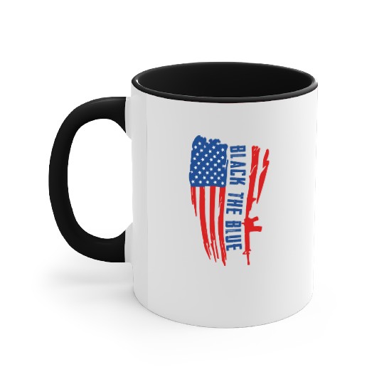 Black the blue American Oilfield USA Flag Accent Mugs