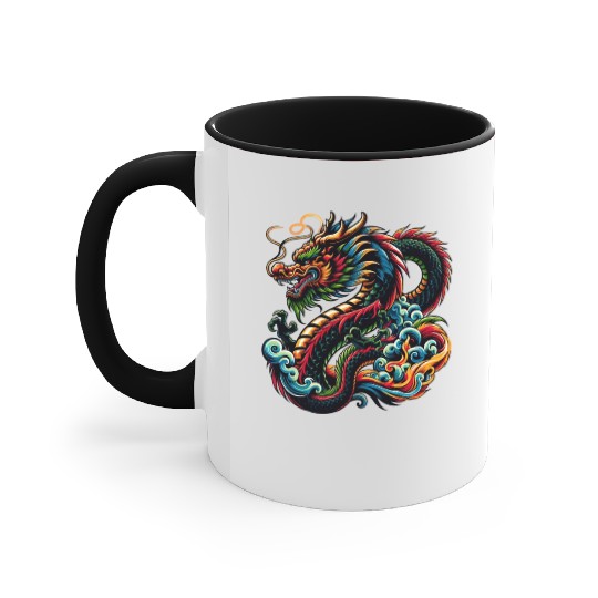 Colorful Chinese Dragon Artistic Design Accent Mugs
