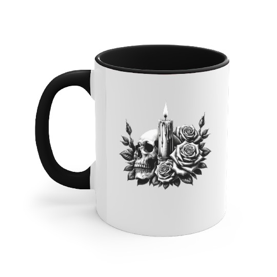 Gothic Skull and Roses Graphic Art Accent Mugs