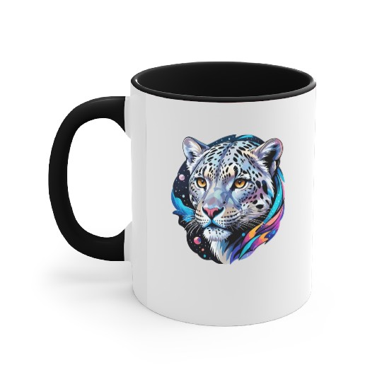 Cosmic Snow Leopard - Ethereal Animal Portrait Accent Mugs
