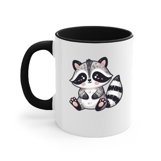 Playful Raccoon Cartoon Accent Mugs