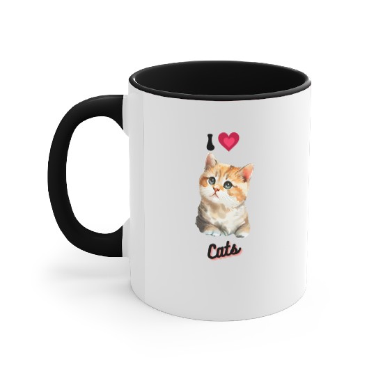 I love Cats design, cool cute gift idea for girls Accent Mugs
