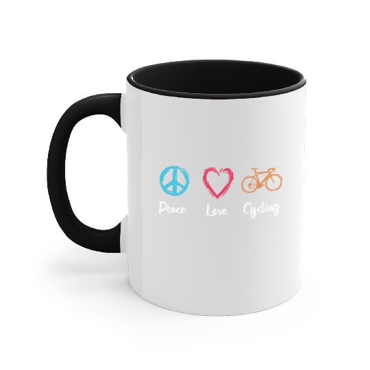 Peace Love Cycling Accent Mugs