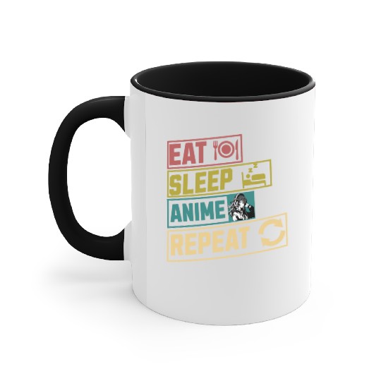 Eat sleep anime repeat hobby Accent Mugs