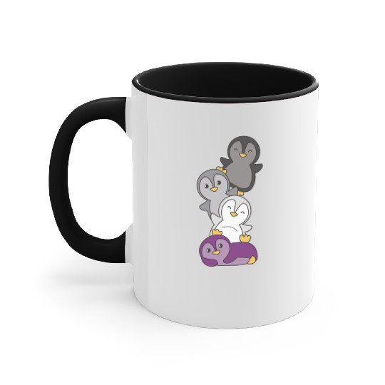 Asexual Flag Pride Lgbtq Cute Penguin Bunch Accent Mugs