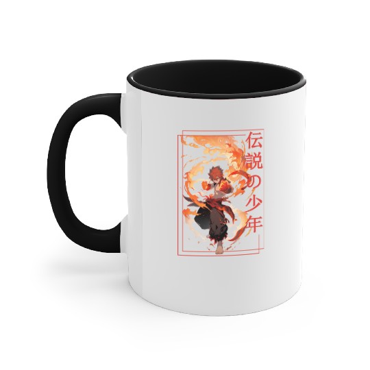 Fire Demon Anime Guy Fantasy Manga Japanese Vaporw Accent Mugs