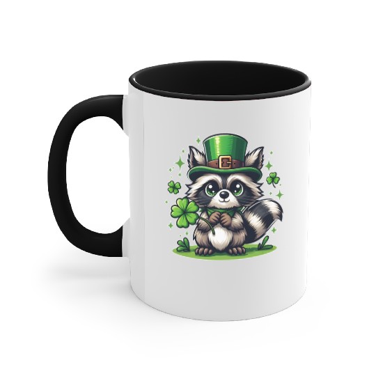 St. Patrick's Day Raccoon Revelry Accent Mugs