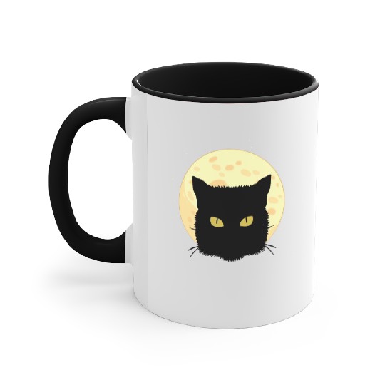 Cat Full Moon Cat Owner Gift Accent Mugs
