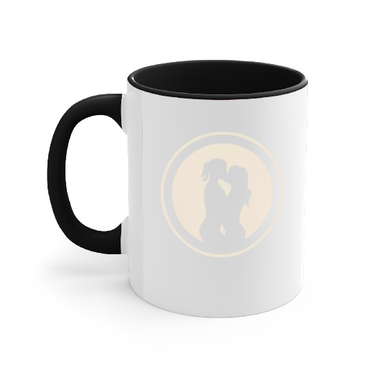 Silhouette of Lesbian Couple Accent Mugs
