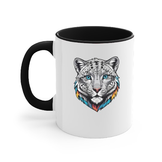 Majestic Snow Leopard Portrait - Exotic Wildlife Accent Mugs