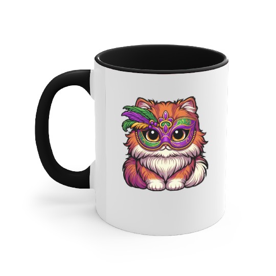 Mardi Gras Persian Cat, Dressed-up Cat Accent Mugs