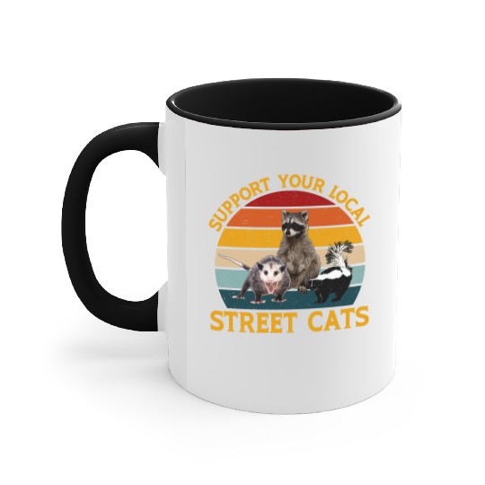 Support Your Local Street Cats Accent Mugs,Opossum