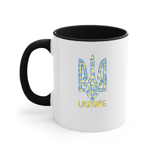 Ukraine trident in Ukrainian flag colors Accent Mugs