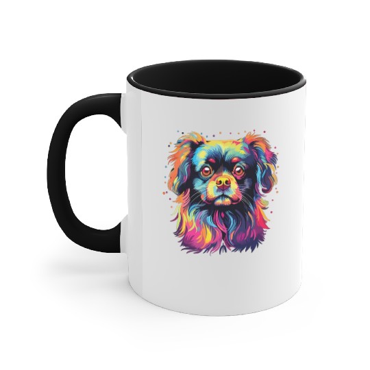 Watercolor Colorful Tibetan Spaniel Accent Mugs