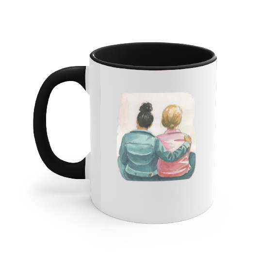 Watercolor Lesbian Couple Accent Mugs