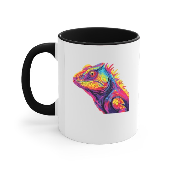 Watercolor Colorful Chameleon Colorful Animals Accent Mugs