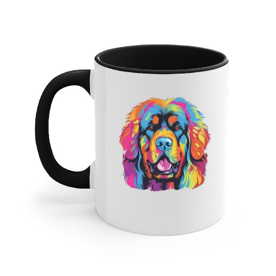 Watercolor Colorful Tibetan Mastiff Accent Mugs