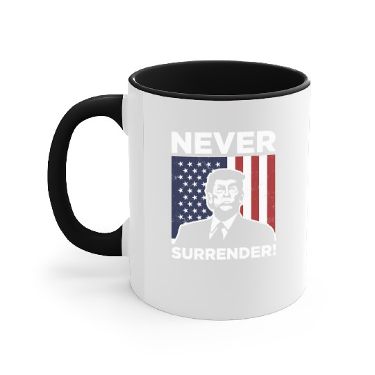 Trump Never Surrender Mug Shot Accent Mugs