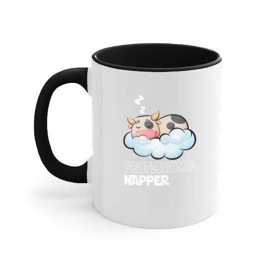 Professional Napper Cow Sleeping Late Riser Accent Mugs