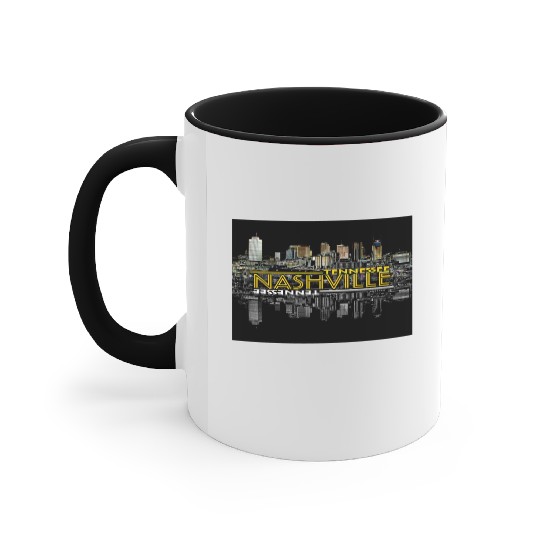 Nashville Tennessee Neon Glow Reflective Skyline Accent Mugs