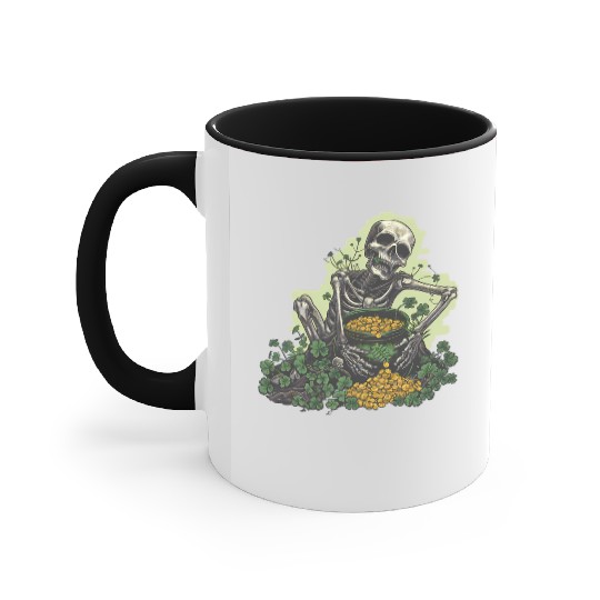 St Patricks Skeleton Pot of Gold Accent Mugs