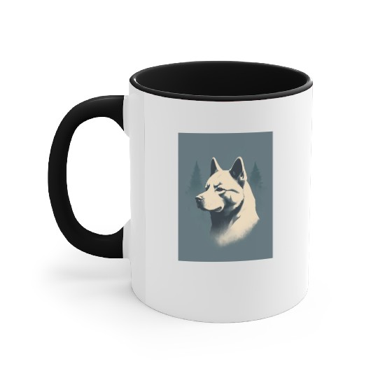Akita Dog 1 - Japanese Retro Style Accent Mugs