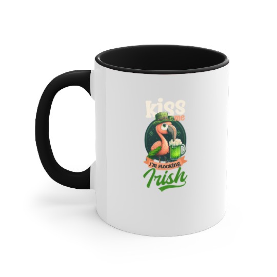 Irish Flamingo St Patricks Kiss I'm Flocking Irish Accent Mugs